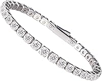 HMJ 4mm Moissanite Tennis Bracelet for Women - VVS D Color Sparkle, Hypoallergenic Stainless Steel, Adjustable 6.5-7.5 Inch Wedding Gift