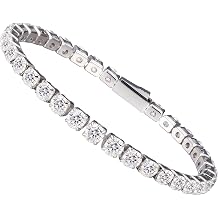 HMJ Moissanite Tennis Bracelet for Women, 4mm/5mm Diamond Tennis Bracelet Wedding Bridal Prom, Jewelry Bracelet Birthday Gift for Mother/Wife Size 6.5-7.5 Inch