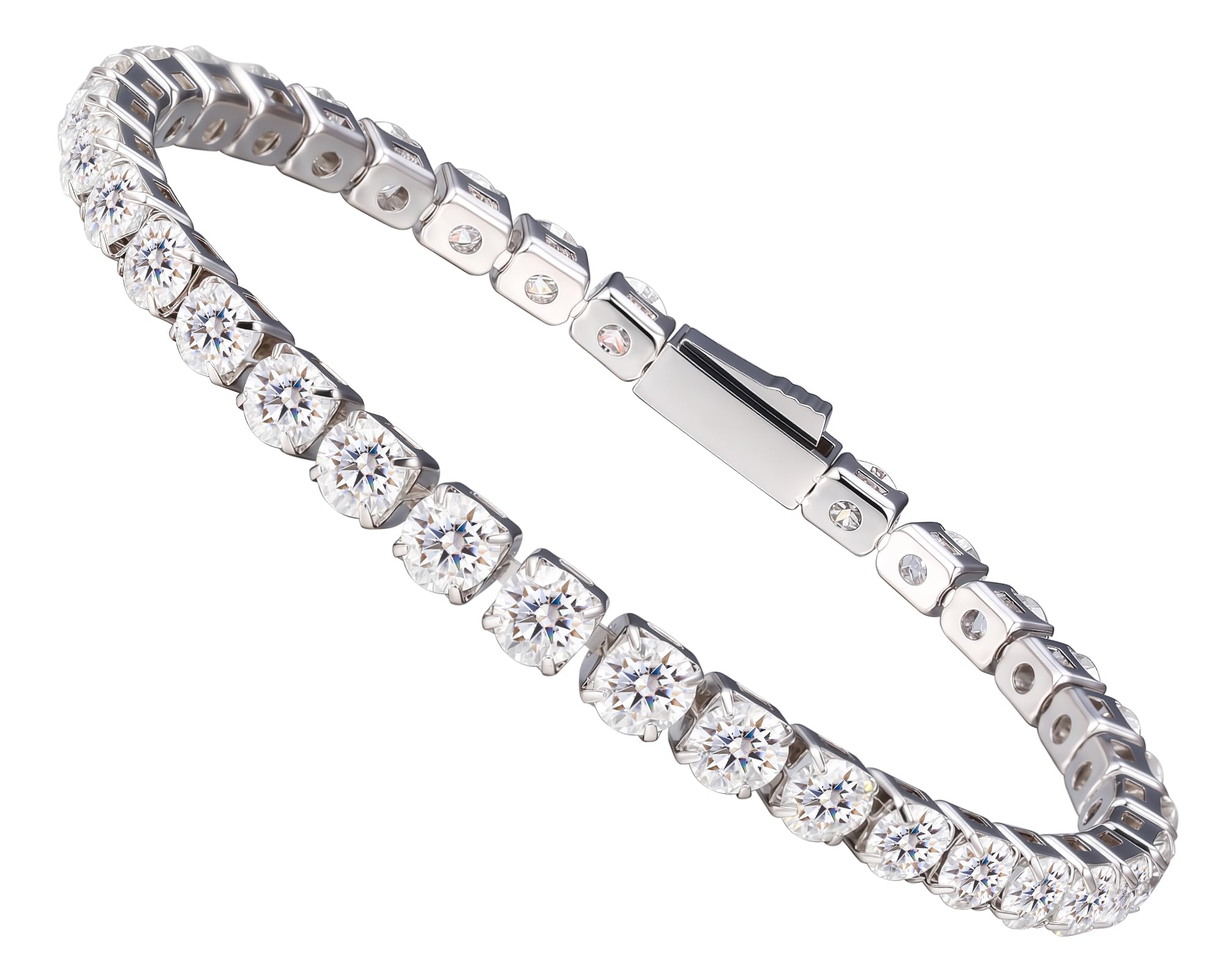 HMJ Moissanite Tennis Bracelet for Women, 4mm/5mm Diamond Tennis Bracelet Wedding Bridal Prom, Jewelry Bracelet Birthday Gift for Mother/Wife Size 6.5-7.5 Inch