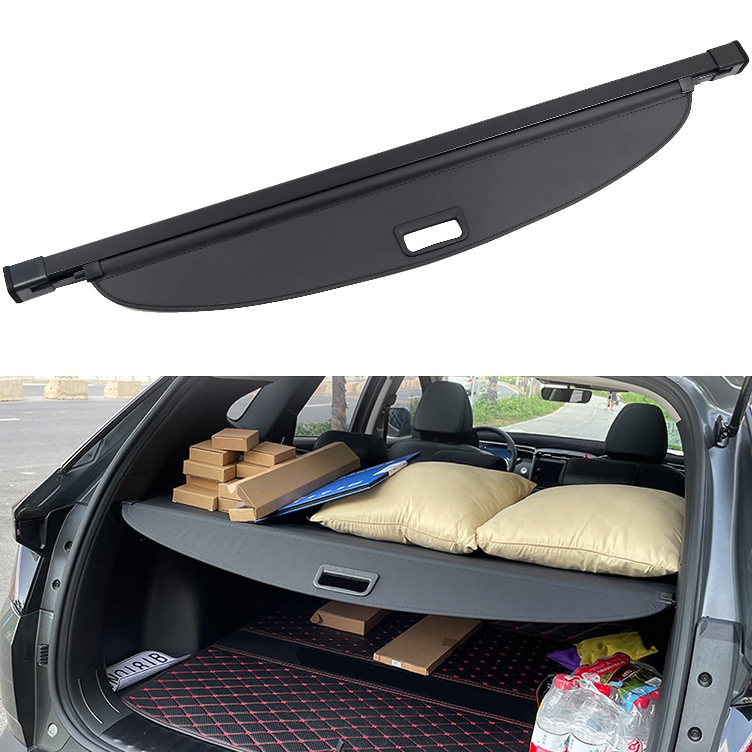 ITrims Rear Trunk Cargo Cover for Hyundai Tucson 2022 2023 Retractable Cargo Luggage Security Shade Cover Trim Interior Car Accessories Black (for 2022)