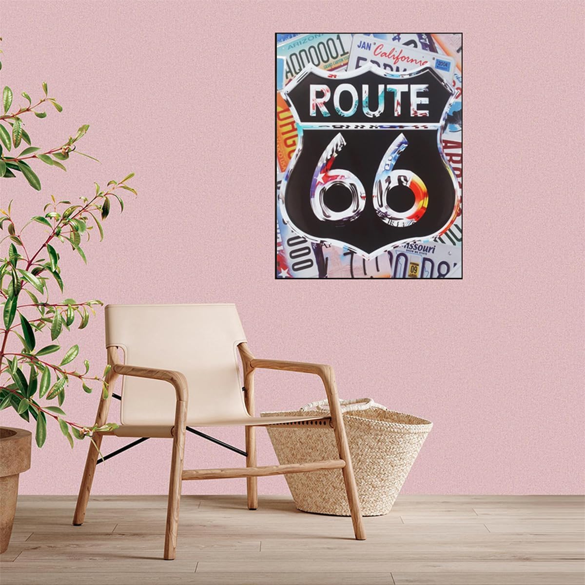 IPISSOI DIY 5D Full Drill Diamond Painting Kits for Adults Kids, Crystal Rhinestone Diamond Embroidery Paintings Arts Craft Home Wall Decor (Route 66, 12x16 Inch)