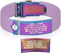 Vista 70 de Divoti Pulsera de identificación de alerta médica grabada personalizada, grabado láser de doble cara, pulsera de silicona, cierre de seguridad