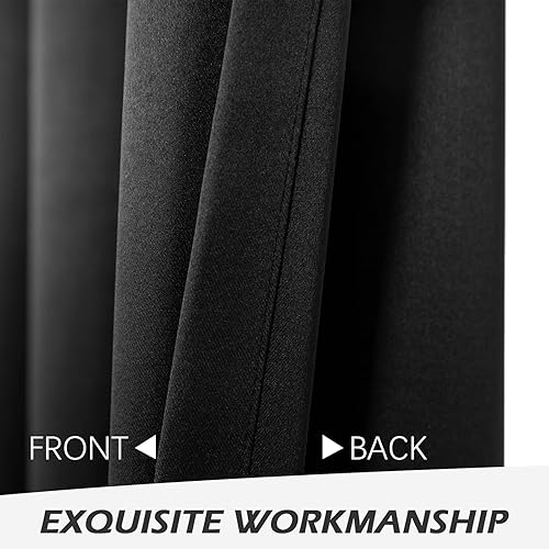 Miniatura 3 de MYSKY HOME Cortinas negras para dormitorio de 90 pulgadas de largo, cortinas opacas para sala de estar, 2 paneles con aislamiento térmico y ojales,