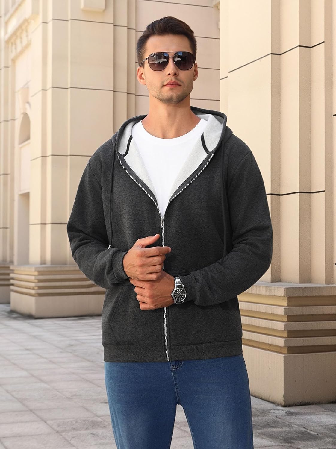 Hoodies for Men Full zip Mens Hoodies Casual Drawstring Long Sleeve Sweatshirts Sports Hooded Jacket - Image 5