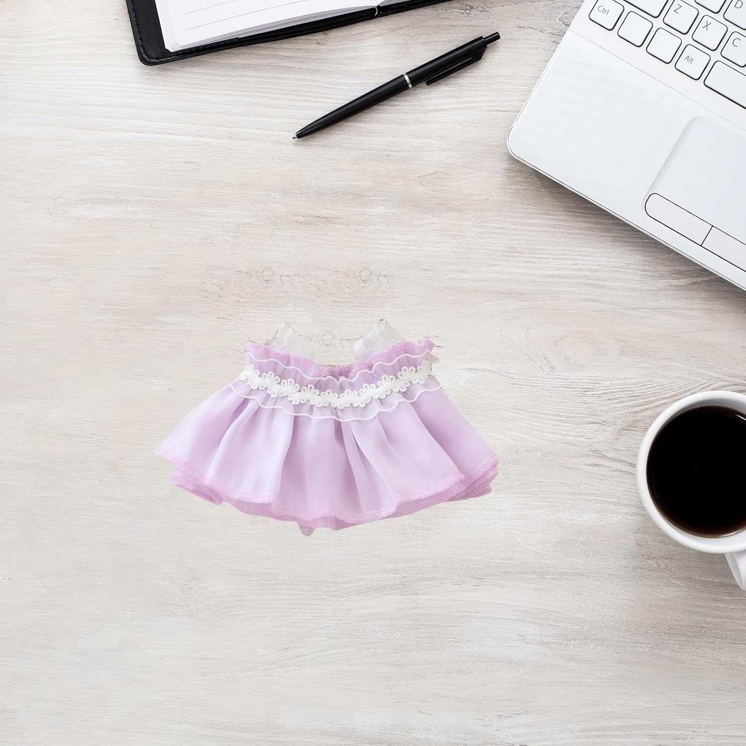 Clothes for Dolls Accessories, Outfit Set Gauze Dress for 15cm 17cm Doll (No Doll), Romantic Skirt Doll Clothing Set Replacement Purple image 3
