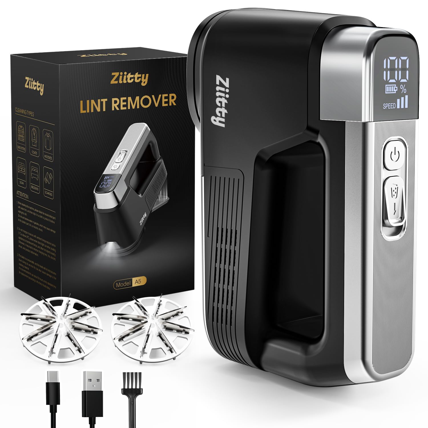 Ziitty Levapelucchi Elettrico, Rimuove i Pelucchi per 3 Livelli di Potenza Regolabili, Taglia Pelucchi a 8 Lame per vari Tessuti Perfetto per i Regali di Famiglia per le Donne