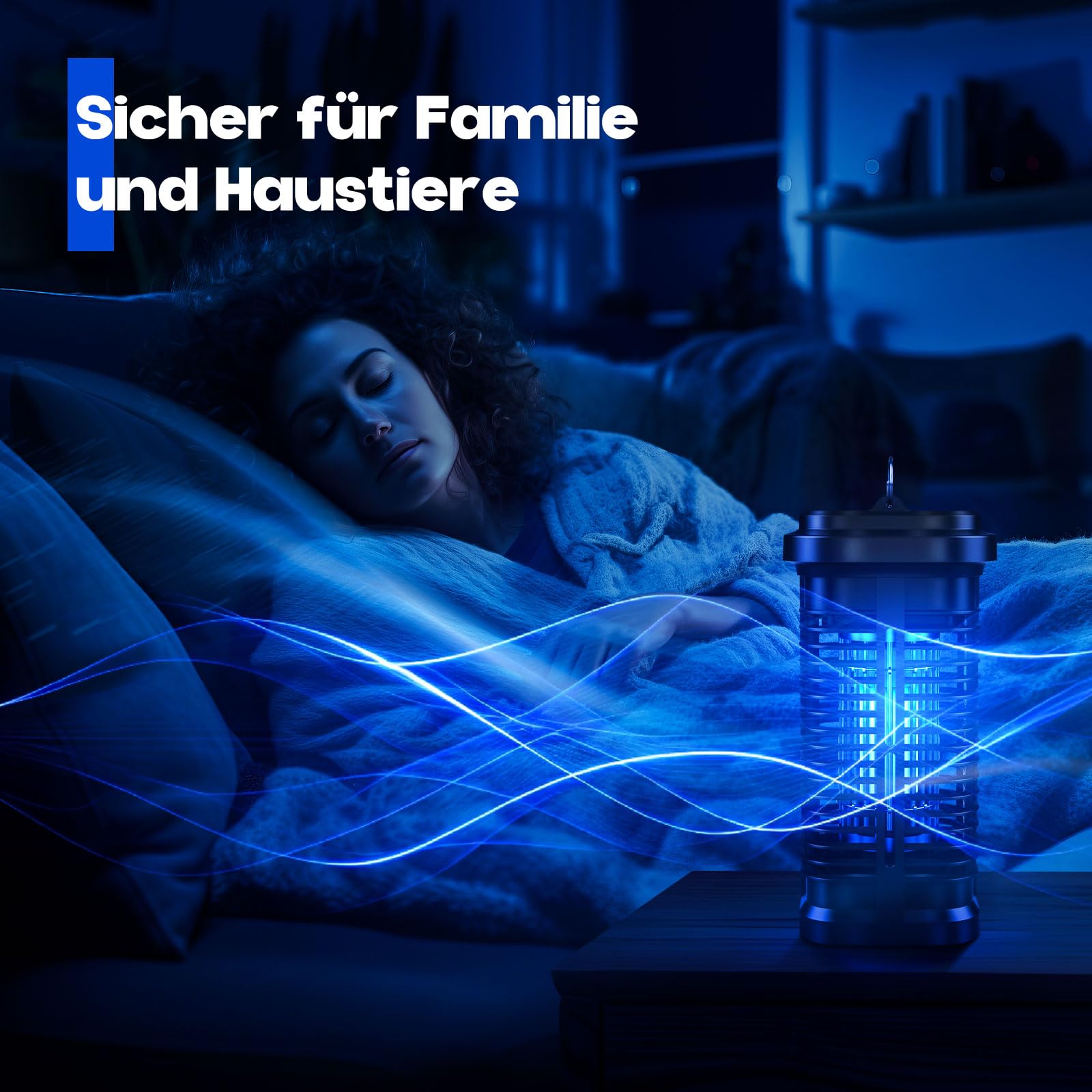 Insektenvernichter Elektrisch, 20W UV Mückenvernichter Lampe, Mückenschutz Mit LED Licht, Elektrische Fliegenfalle Mückenfalle Mückenlampe für Garten Innen und Aussen