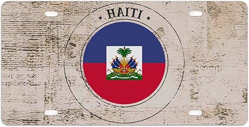 Miniatura 1 de Placa de matrícula decorativa de metal con bandera nacional de Haití, placa frontal decorativa de metal para automóvil, 6 x 12 pulgadas, recuerdo de