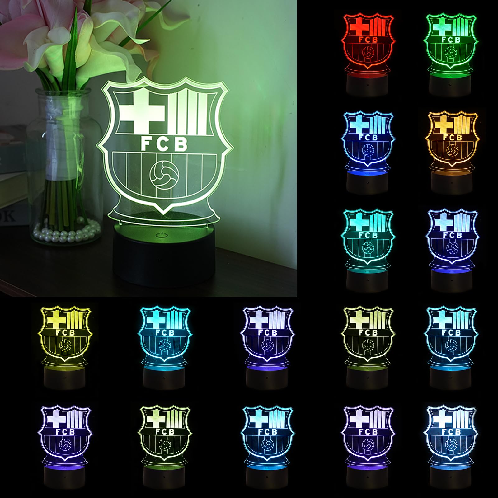 Lámpara 3D Fútbol para Niños, Luz Nocturna LED 16 Colores con Mando a Distancia, Lámpara Infantil con Control Táctil y USB, Regalo Original para Pequeños Fans del Fútbol