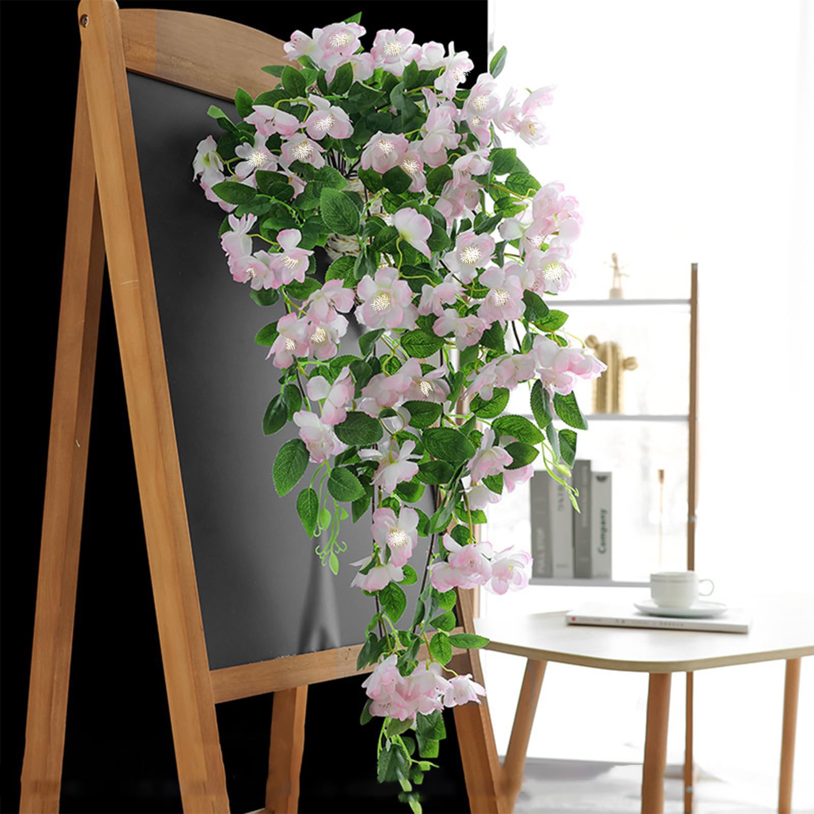 175cm Kunstblumen Hängend, Künstliche Kirschblüten Girlande Blumenranke, Blumengirlande Deko, Blumen Girlande Frühling, Blumengirlande Künstlich, Wie Echt Blumenranken Künstlich Hängepflanze