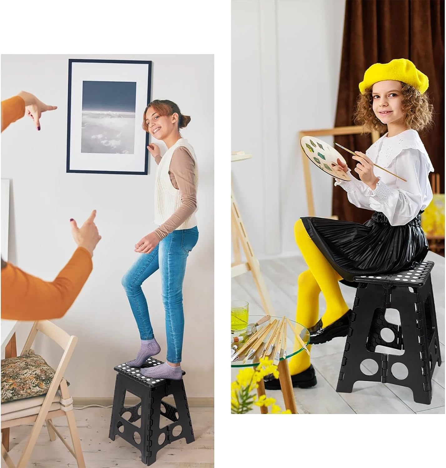 Taburete Plegable Portatil 45cm de Altura - Escalón para Adultos y Niños - Silla de Cocina, Baño y Jardín
