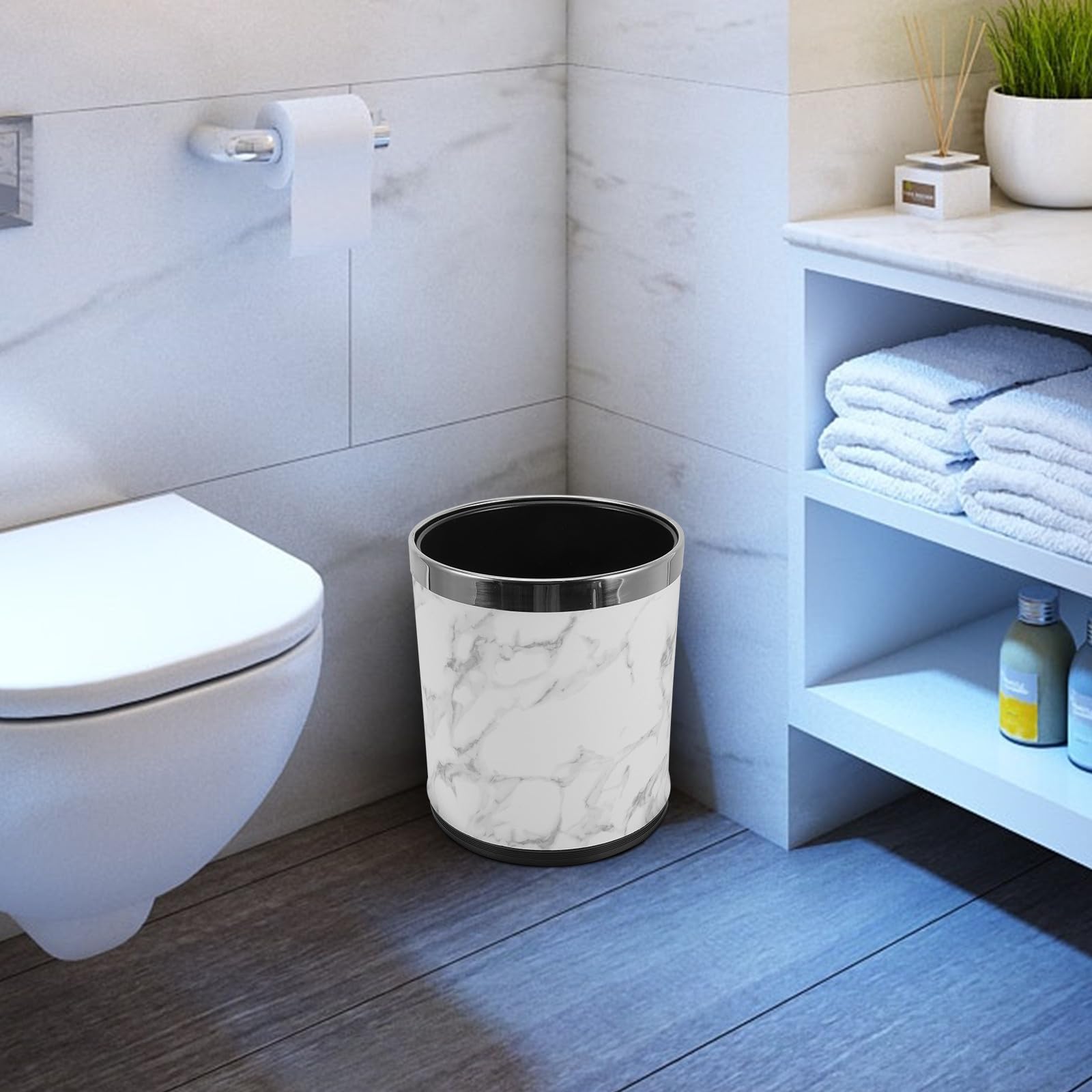 KALLORY Cubo de Basura sin Tapa para Baño y Cocina Diseño Cuadrado y Capacidad Grande, Adecuado para Hogar y Sala, Práctico y Fácil de Limpiar