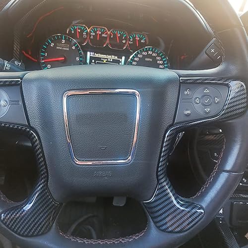 Miniatura 4 de Tocatus Cubierta para volante para GMC Sierra 2014-2018, fibra de carbono ABS, 2 unidades