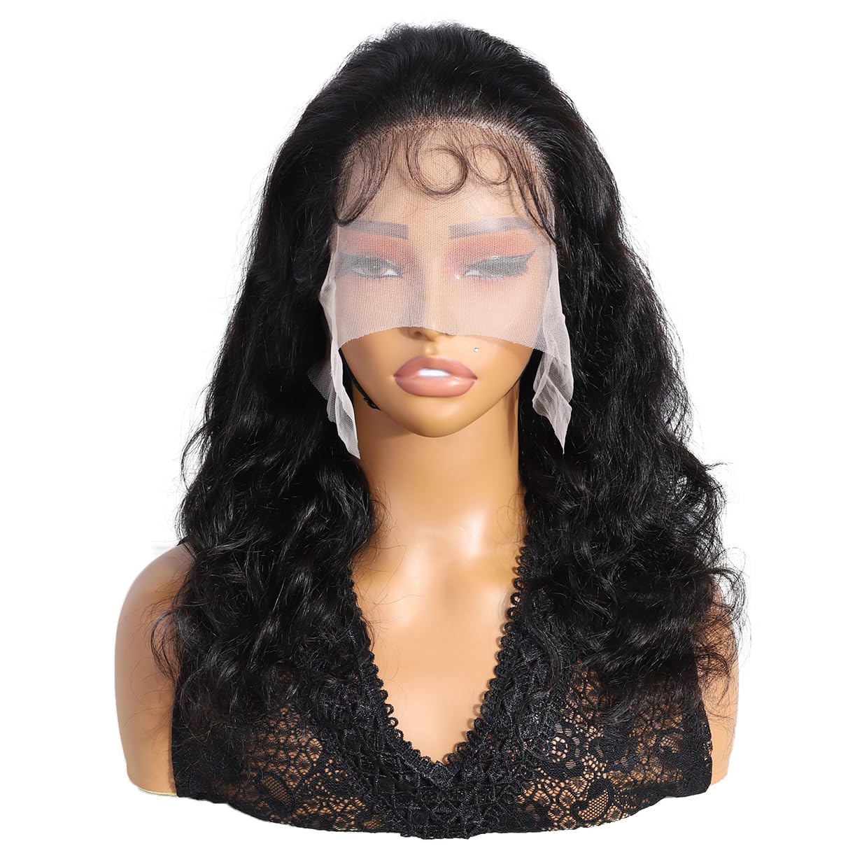 Style Icon 13 x 4 Body Wave Lace Frontal Wigs 18" Human Hair Free Part 3D Lace Wigs for Women, Hair Extension Wig for Women (Natural Black)