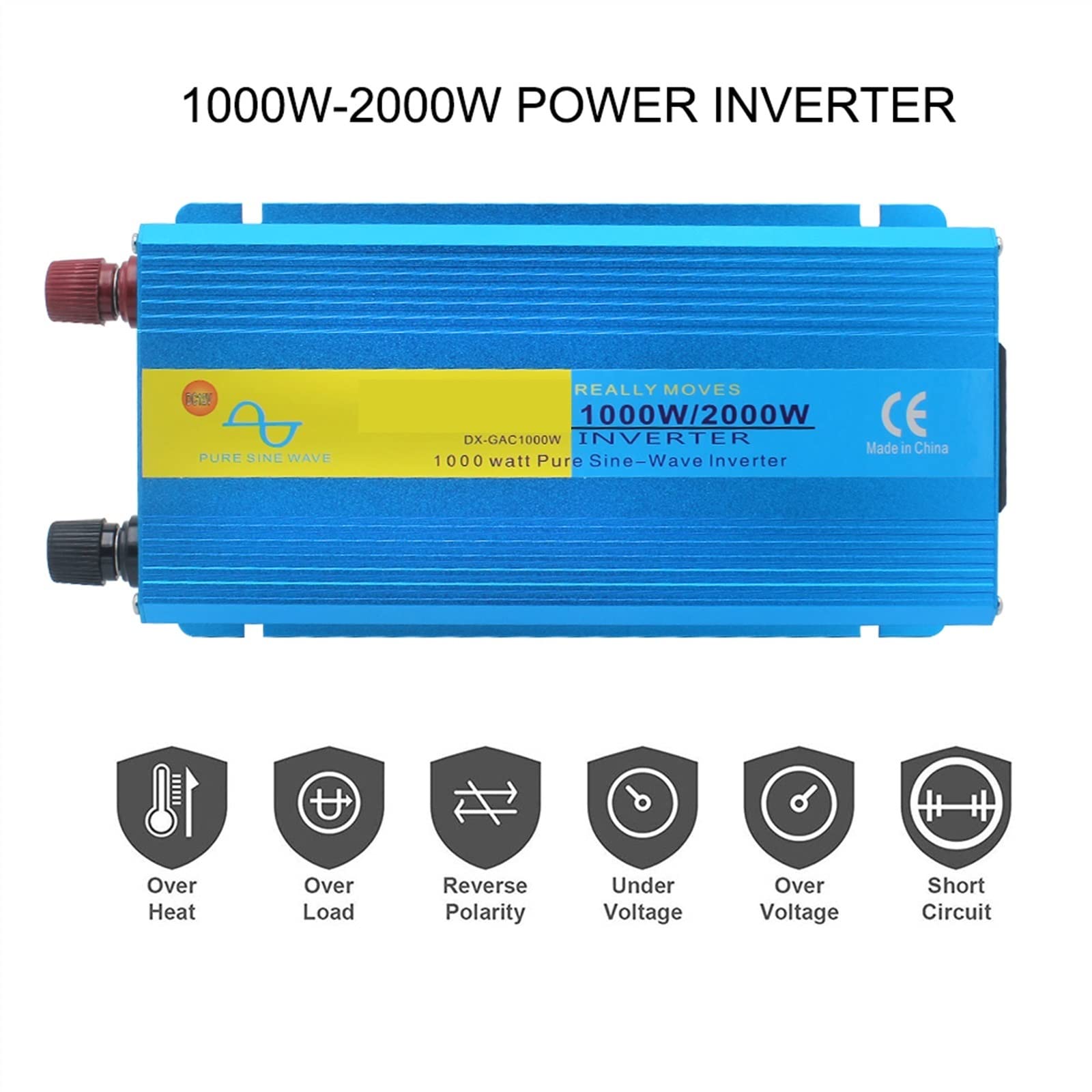 Falownik, Czysta fala sinusoidalna Przetwornica samochodowa 2000 W Moc szczytowa 2 USB DC 12 V do AC 220 230 Konwerter Zasilanie energią słoneczną