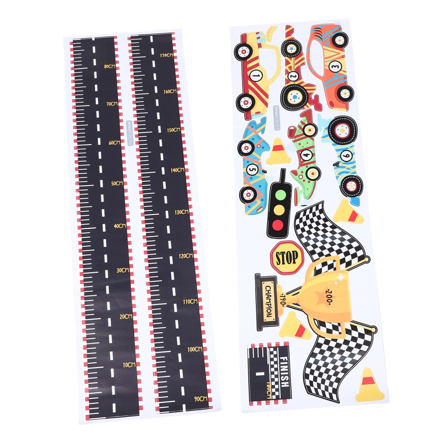 Yardwe Car Track Height Ruler Wall and Girls Growth Chart Wall Decor Removable PVC Material Sticker for Playroom