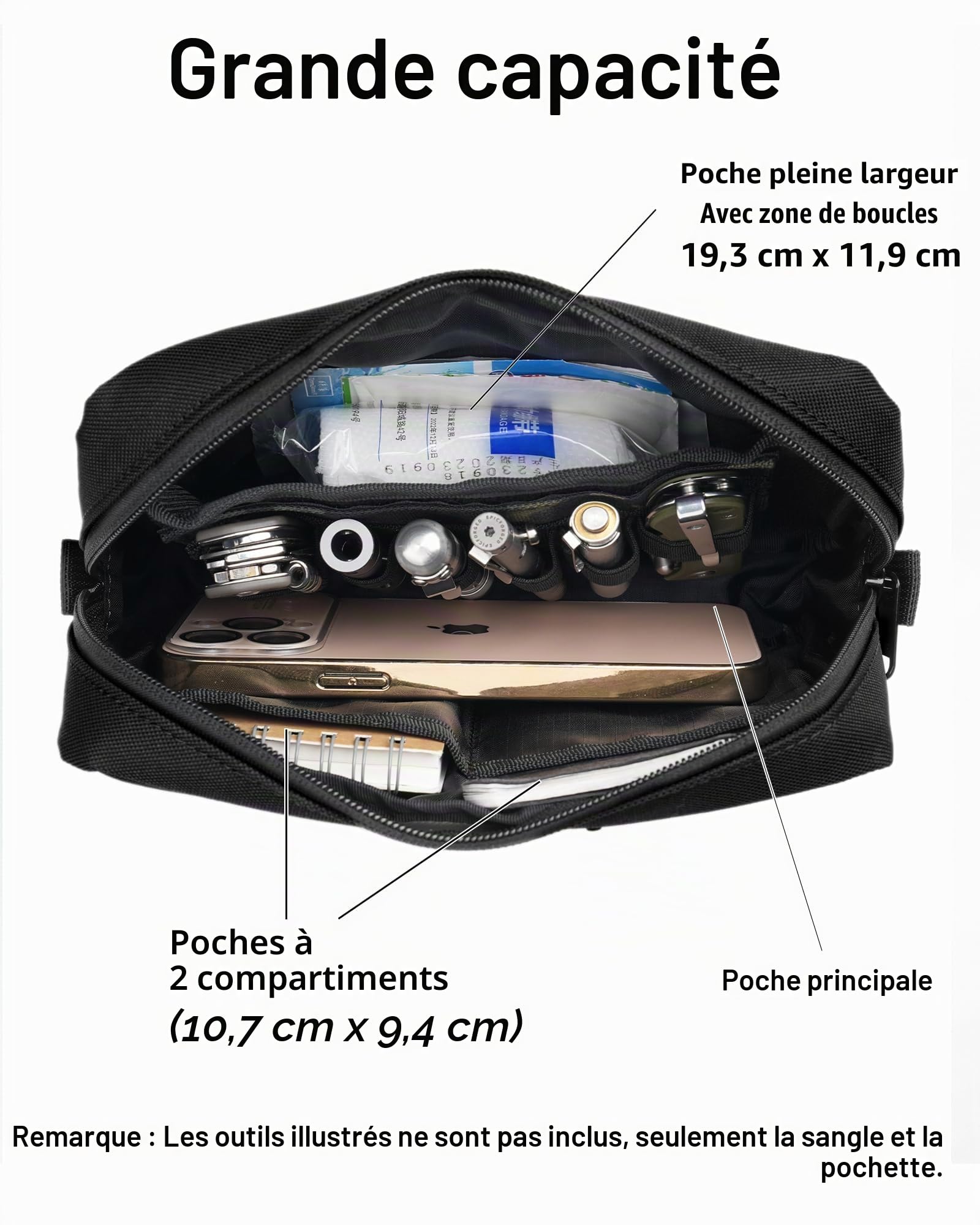 VIPERADE CHW2 Sac Banane pour Homme avec 7 Poches, Sac de Ceinture Utilitaire EDC, Sac de Hanche extérieur, Sangle réglable, Sac Banane en Nylon pour Voyage, randonnée, Camping
