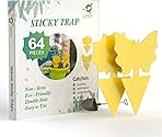 64 Pcs Sticky Trapz for gnat, Yellow Stick Traps for Plants, Fungus gnat Traps Double Side with Shovel, Indoor Safe for Gnat, Fruit Fly, White Fly, Aphid, Leaf Miner