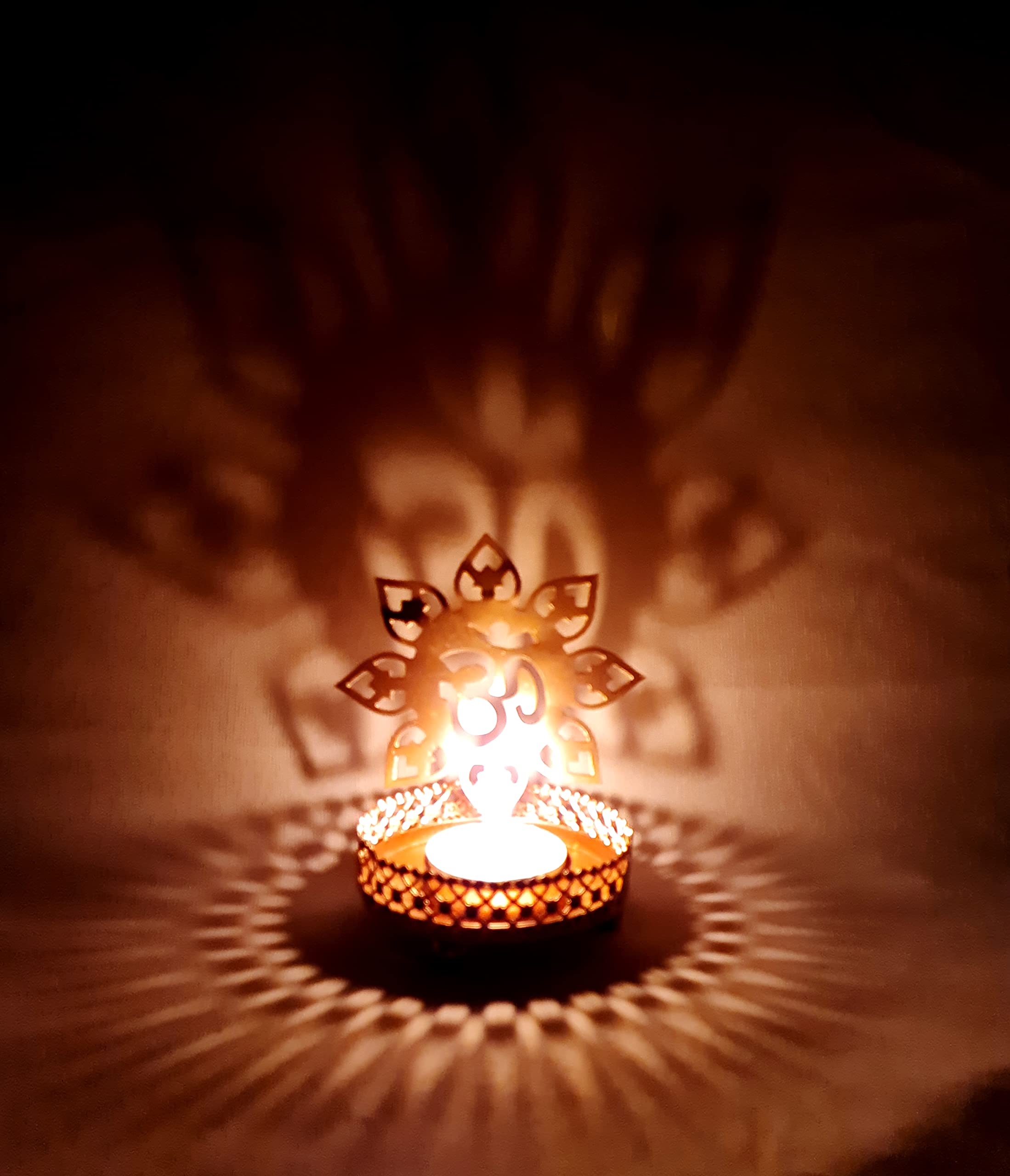 Om Shape Diwali Shadow Diya Deepawali Traditional Decorative Diya Om Shape for Home/Office.Religious Tea Light Candle Holder Stand. Diwali Decoration Diwali Gift