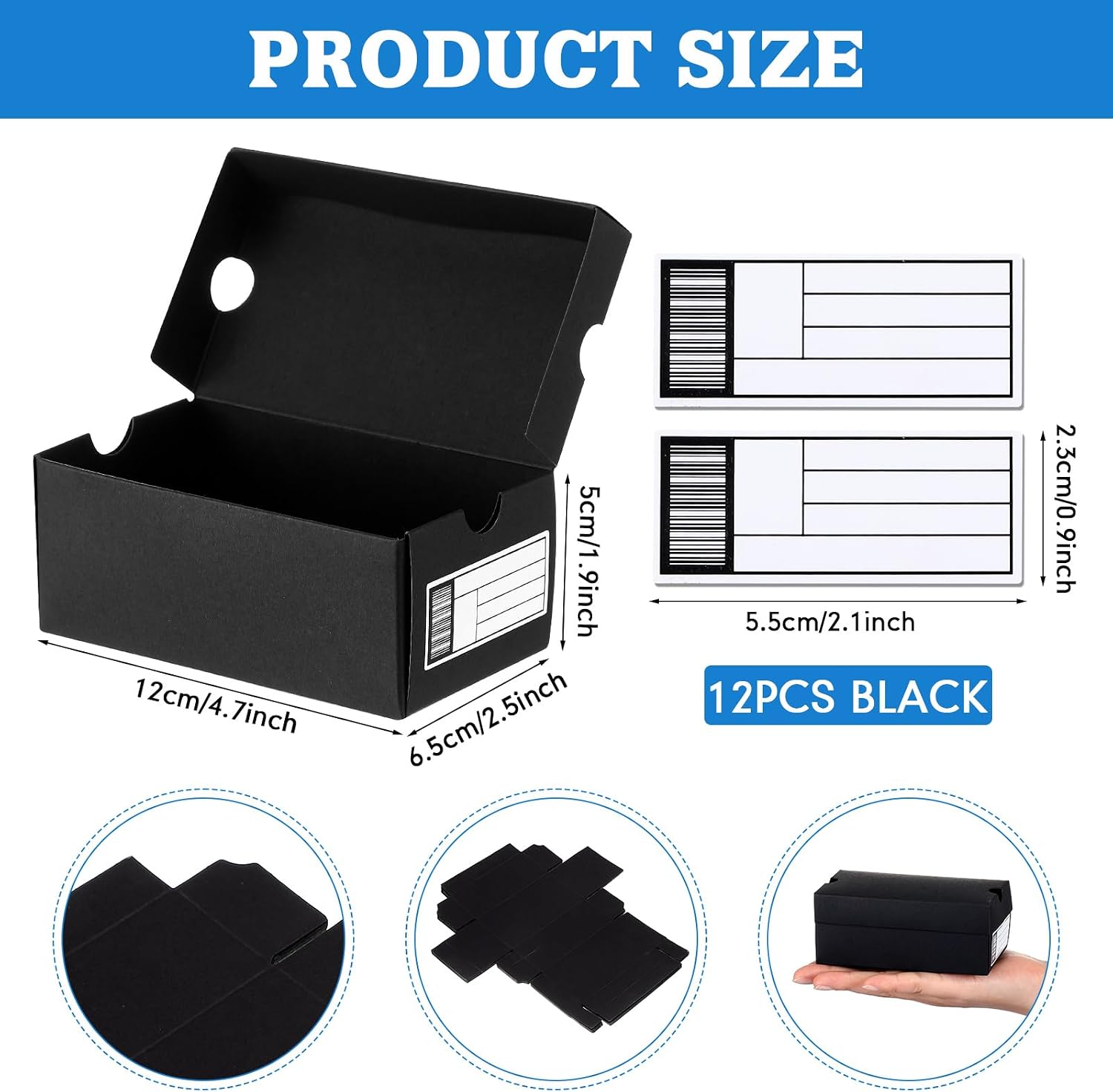 Fullhawl 12 Set Mini Sneaker Shoe Gift Boxes, Black, 4.7 x 2.5 x 2 image 3
