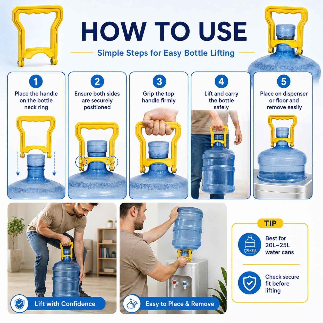 Kitchen Clean® Water Can Carry Handle | Hiqh Quality Water Dispenser Can Carry Tool | DIY Easy Lift Tool | 20L Bottle Lifter | Mineral Water Bottle Holder (Pack of 1) 4