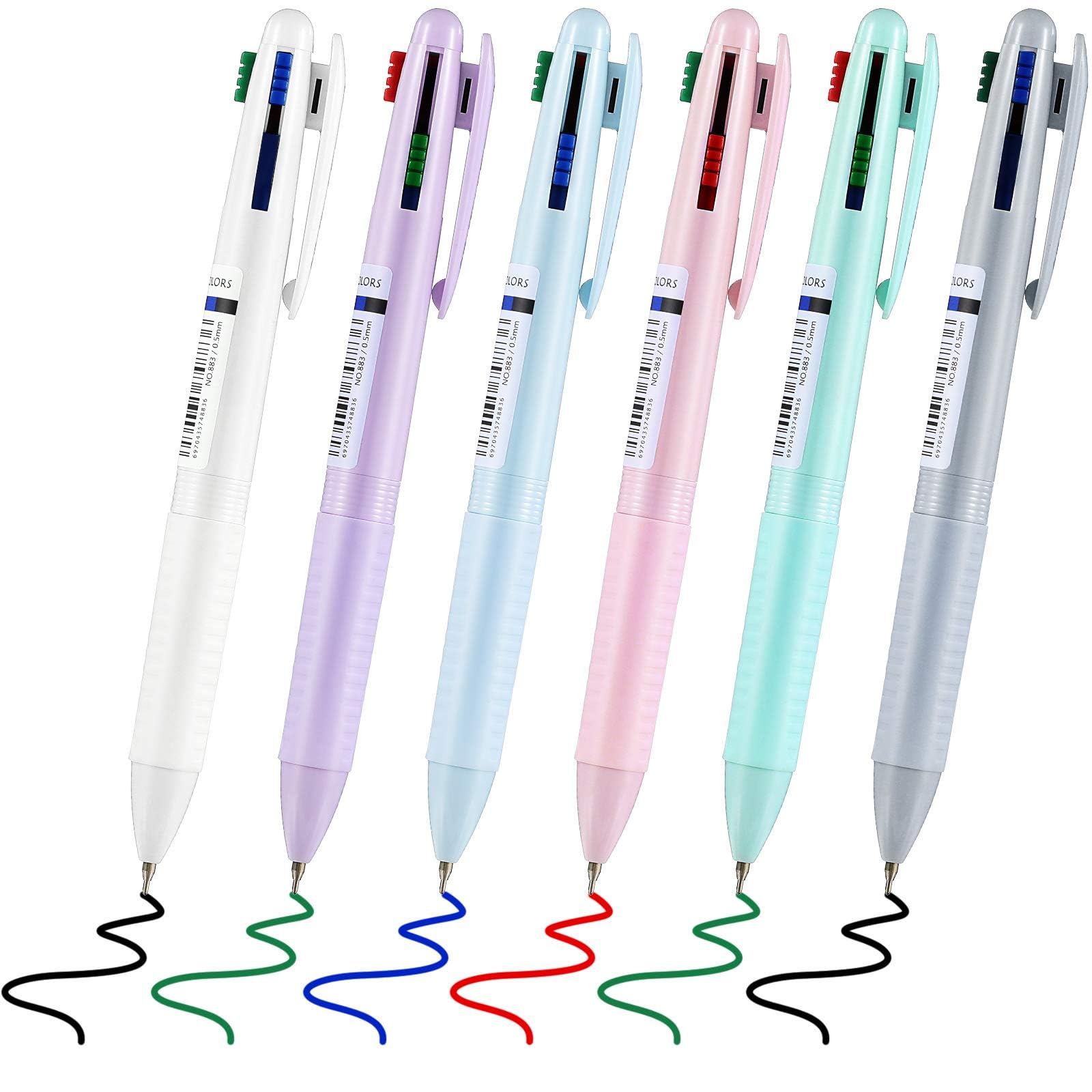 Amazon.co.jp: マルチカラーボールペン 6本 4色ボールペン 格納式