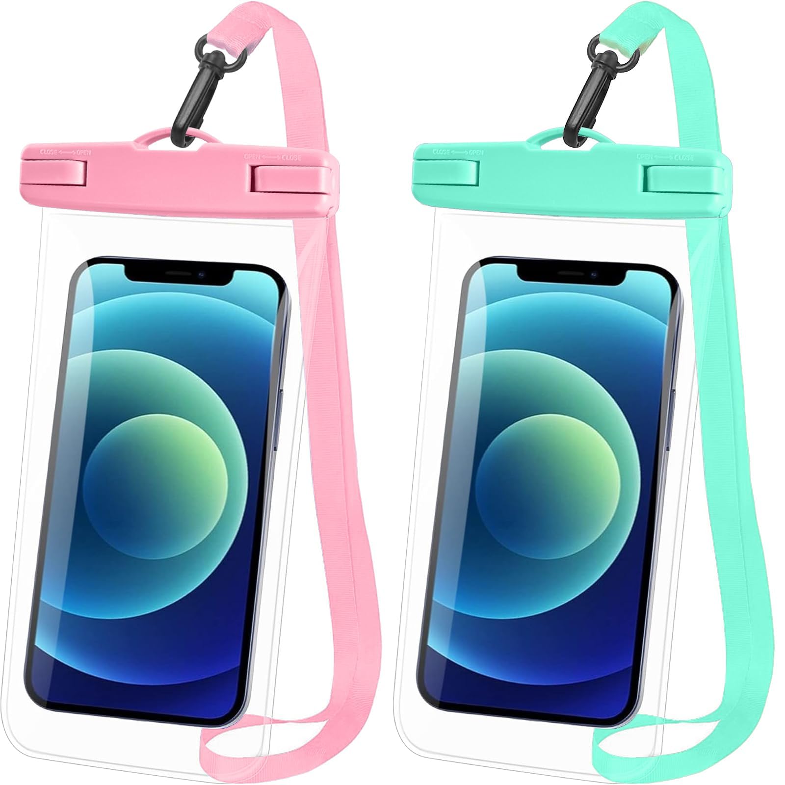 Vsagier 2 Pack Waterproof Phone Pouch for iPhone 16/15/14/13/12 Pro Max & Galaxy S24+/S23-7 in Waterproof Phone Case with Lanyard, IPX8 Beach Travel