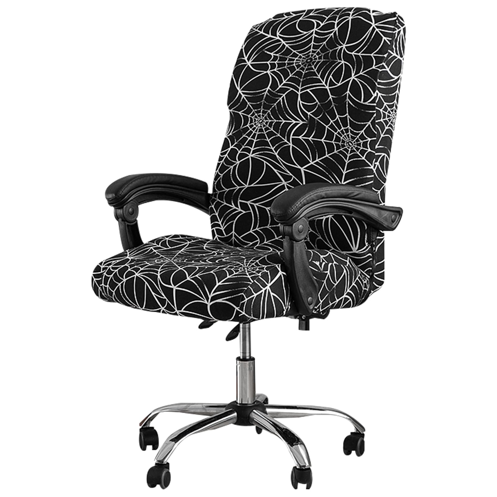 Stretch Office Chair Covers, Anti Pilling Chair Covers Stretch High Back With Zipper, Universal Printed Slipcover, Soft Spandex Rotating Computer Chairs Protector, Machine Washable (Black White)