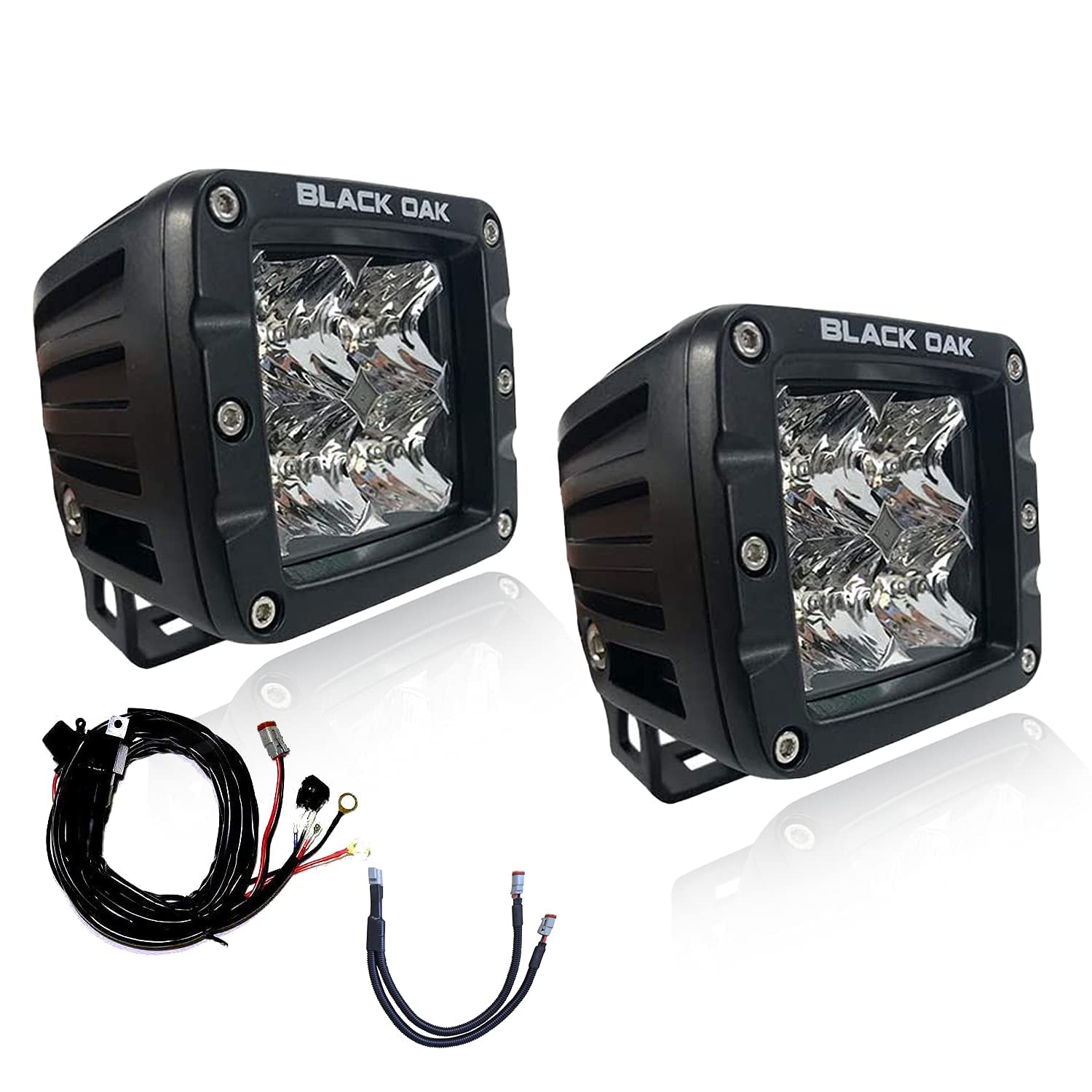 Black Oak LED Marine 2 Inch POD Light: Flood/Spot 40W Waterproof Lighting for Off-Road Trucks,Jeep,ATV,UTV,Boats - Includes Hardware Pro Series 3.0 (Black, Flood LED POD Lights (2 Pack)