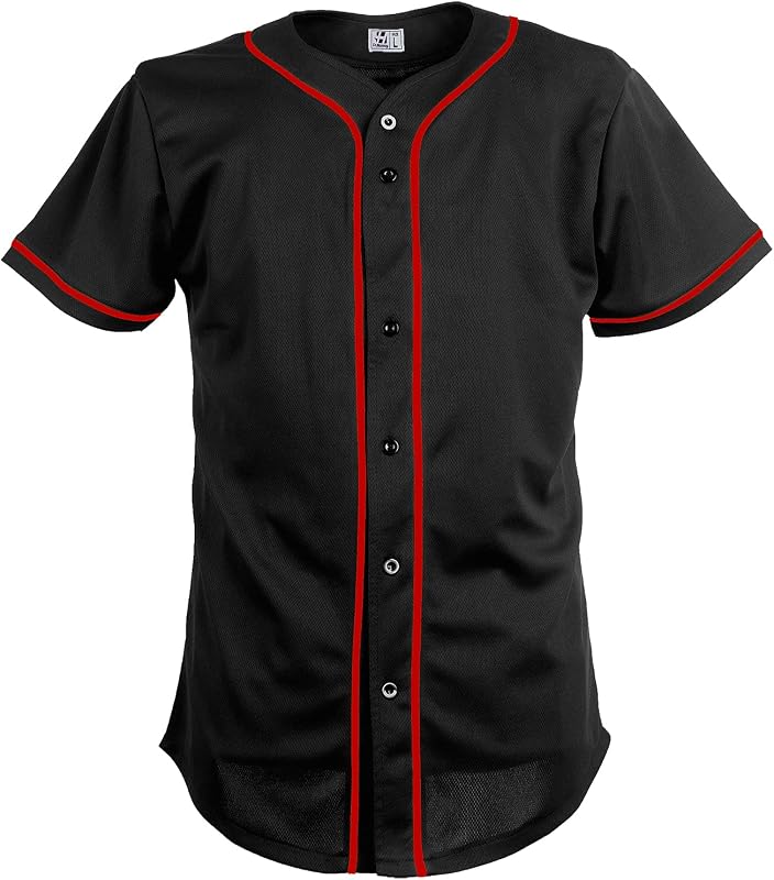 Black Custom Baseball Jersey for Men Full Button Mesh Embroidered Team Name & Numbers S-8XL