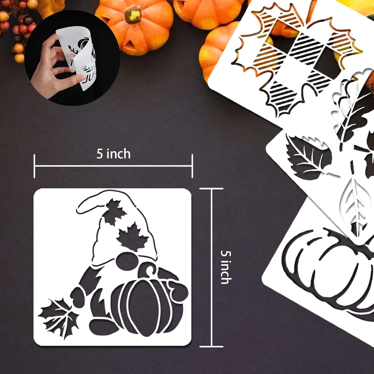 Vloso 16 Pcs Fall Stencils for Painting on Wood,5x5 in Reusable Stencils image 2