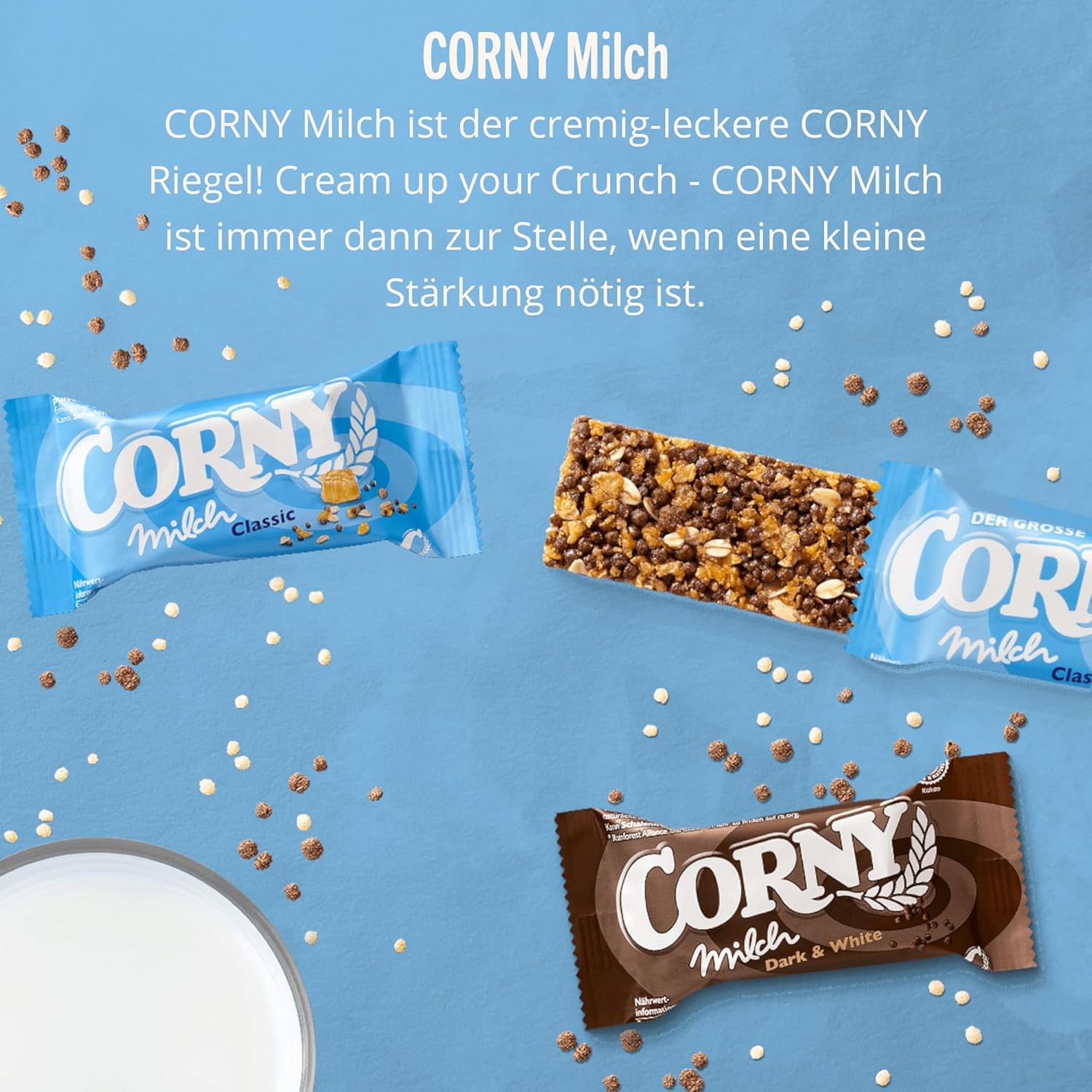 Müsliriegel Corny Milch Classic | Feines Milchsandwich mit knusprigem Getreide und cremiger Milchfüllung | 24x40g