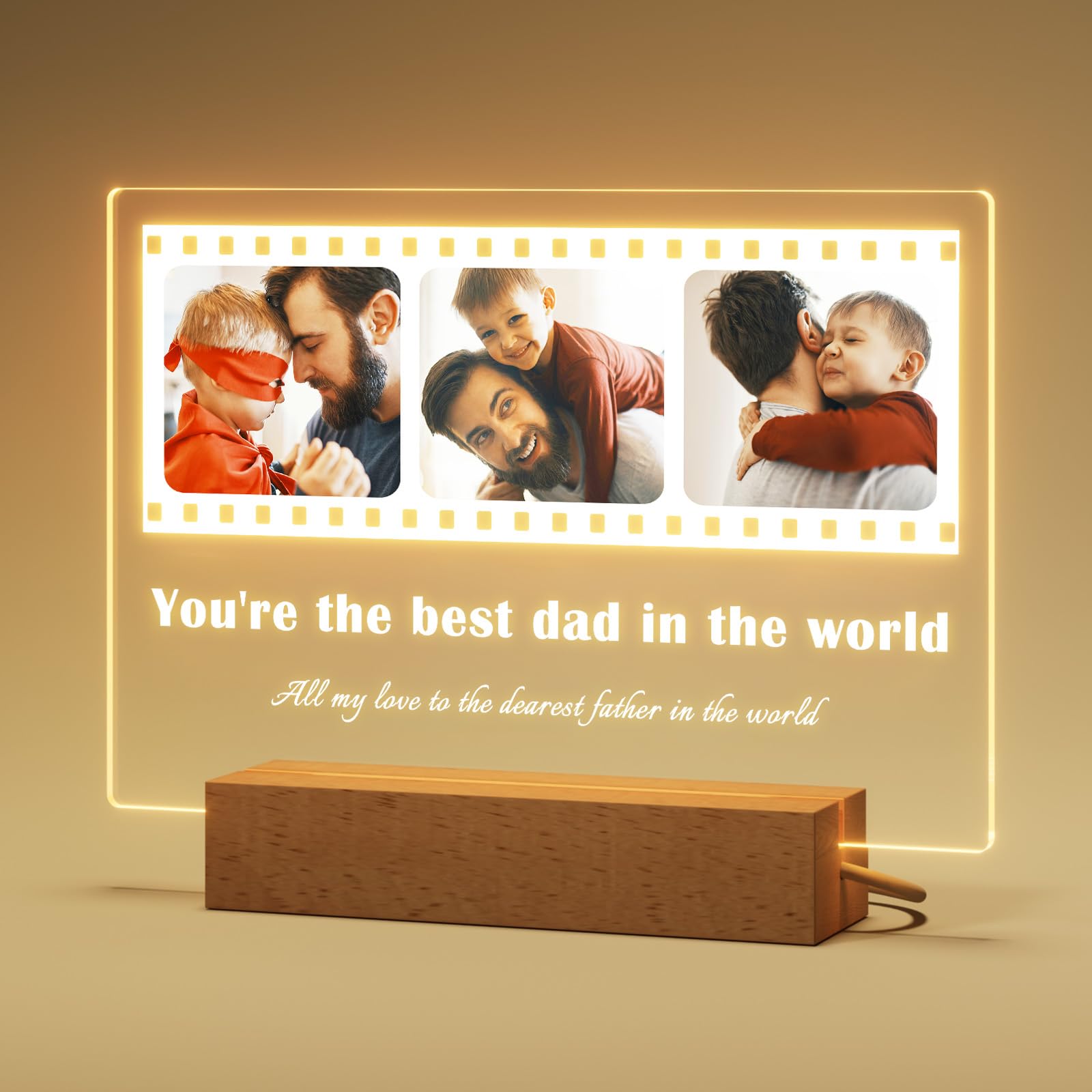 DPDP Father's Day Gift for Dad from Daughter Son,Mother's Day Gift, Birthday Gift for Dad Mum,Personalised Night Light with Photo — image 1