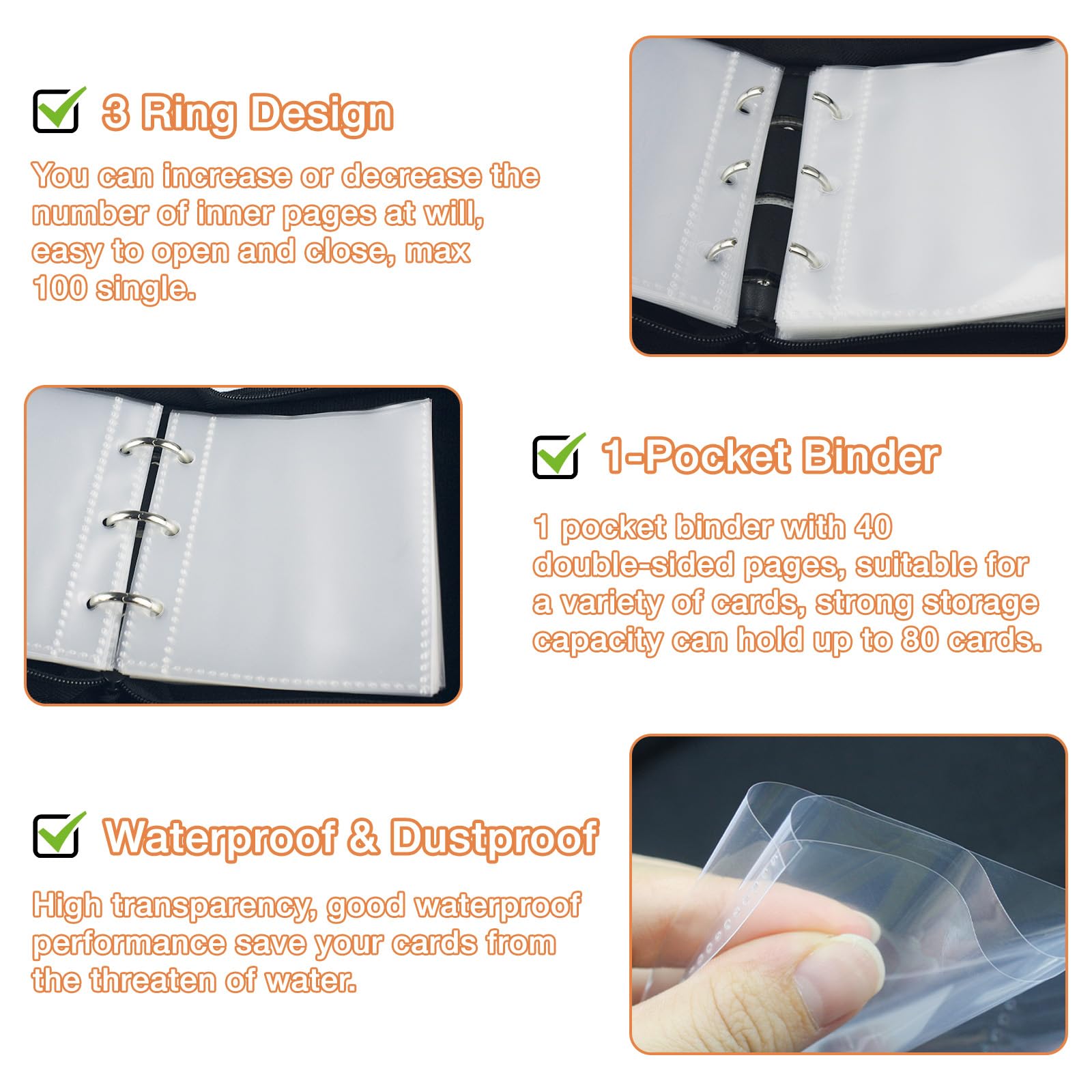 JoyHood Raccoglitore per carte collezionabili, contiene 900 carte, 9 tasche, per