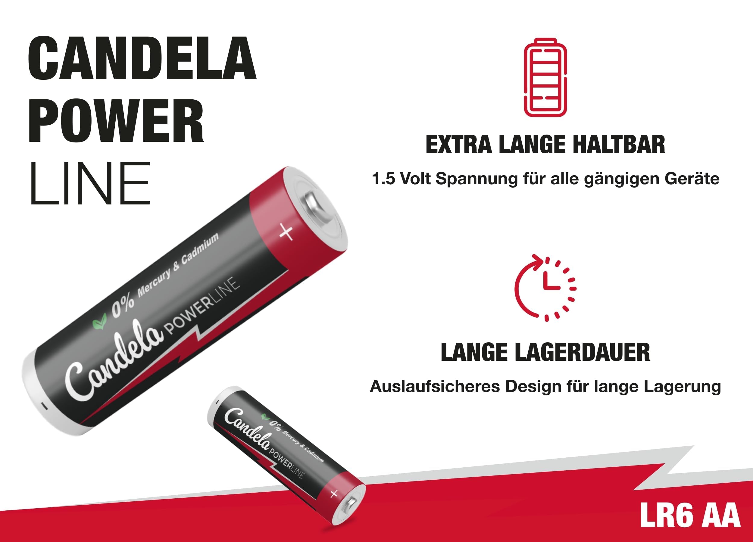 Candela Powerline Batterien AA 400er Pack, 1,5V Leistungsstark und langlebig, AA (LR6) Batterie für Haushalt und Büro