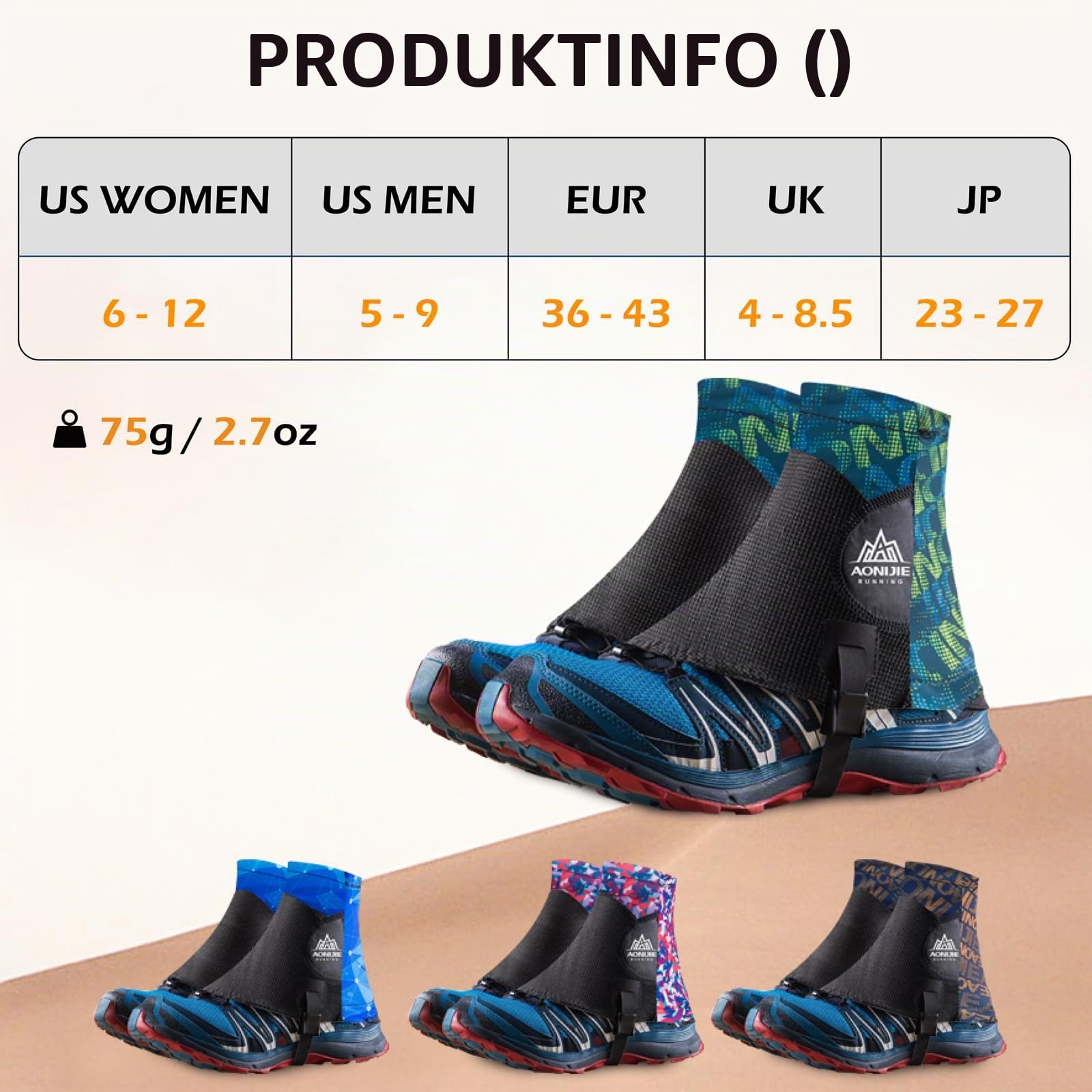 TRIWONDER Reflektierende Gamaschen, Trail Low Gaiters, Running Gamaschen mit UV-Schutz für Damen und Herren
