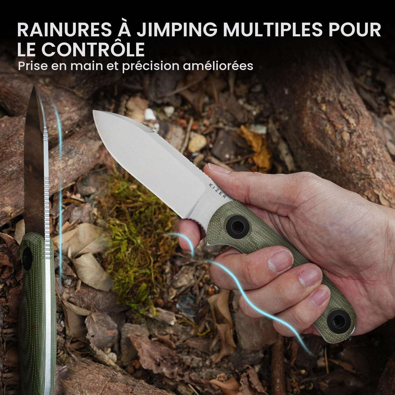 Kizer Drop Bear Fix 3 Couteaux à Lame Fixe, 1101A2