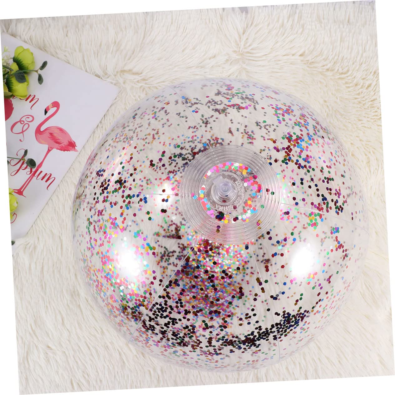 Yardwe Giant Inflatable Ball Sequins 16 Inches Beach Ball Pool Game Toy Safe Material for Boys and Girls Play