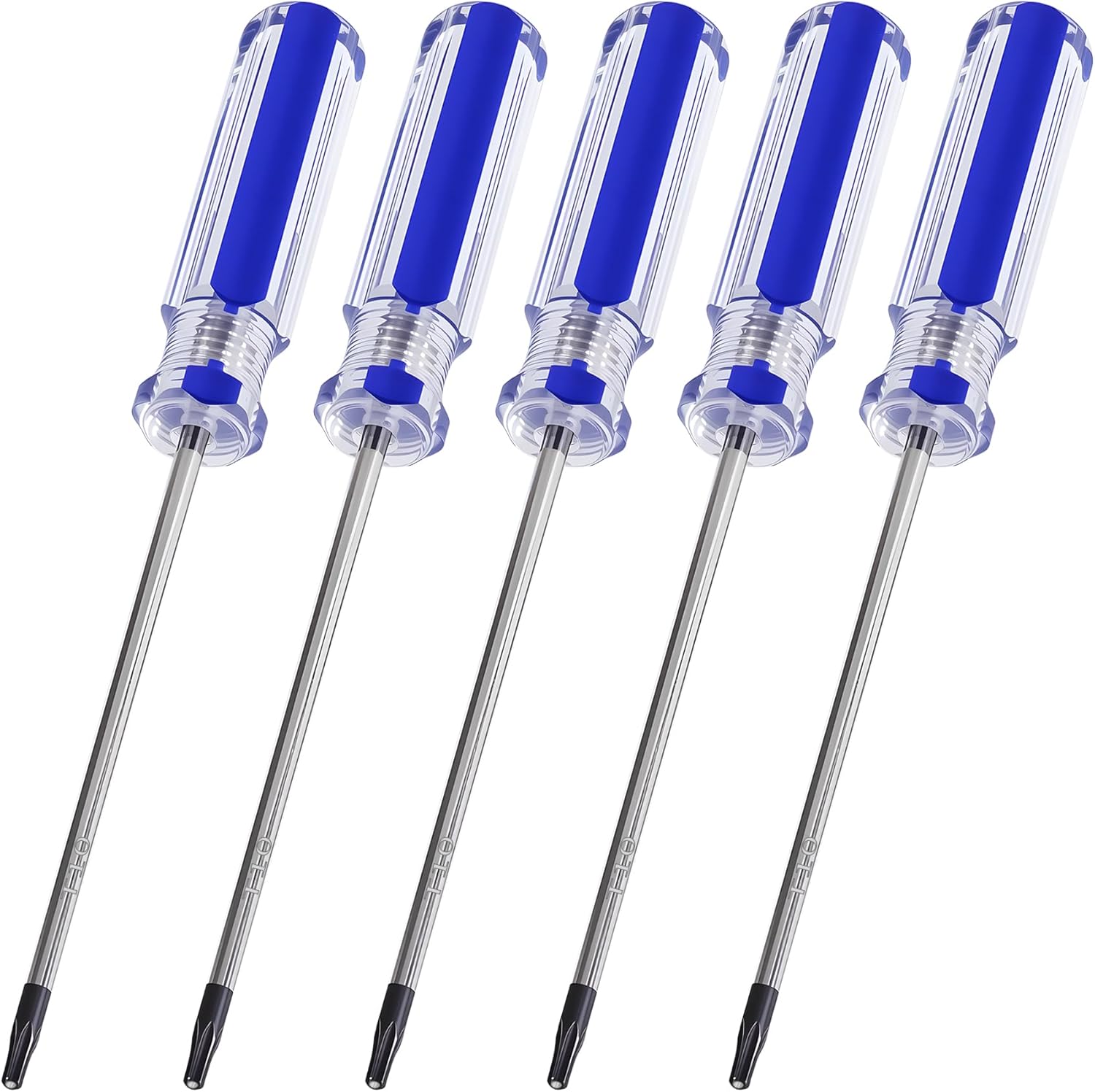 FOCKEAS 5Pcs T10 Magnetic Torx Screwdriver, 75mm/2.95in long steel shaft, insulated PVC anti-slip handle, used for repairing electronic products, appliances, game consoles, and home decor