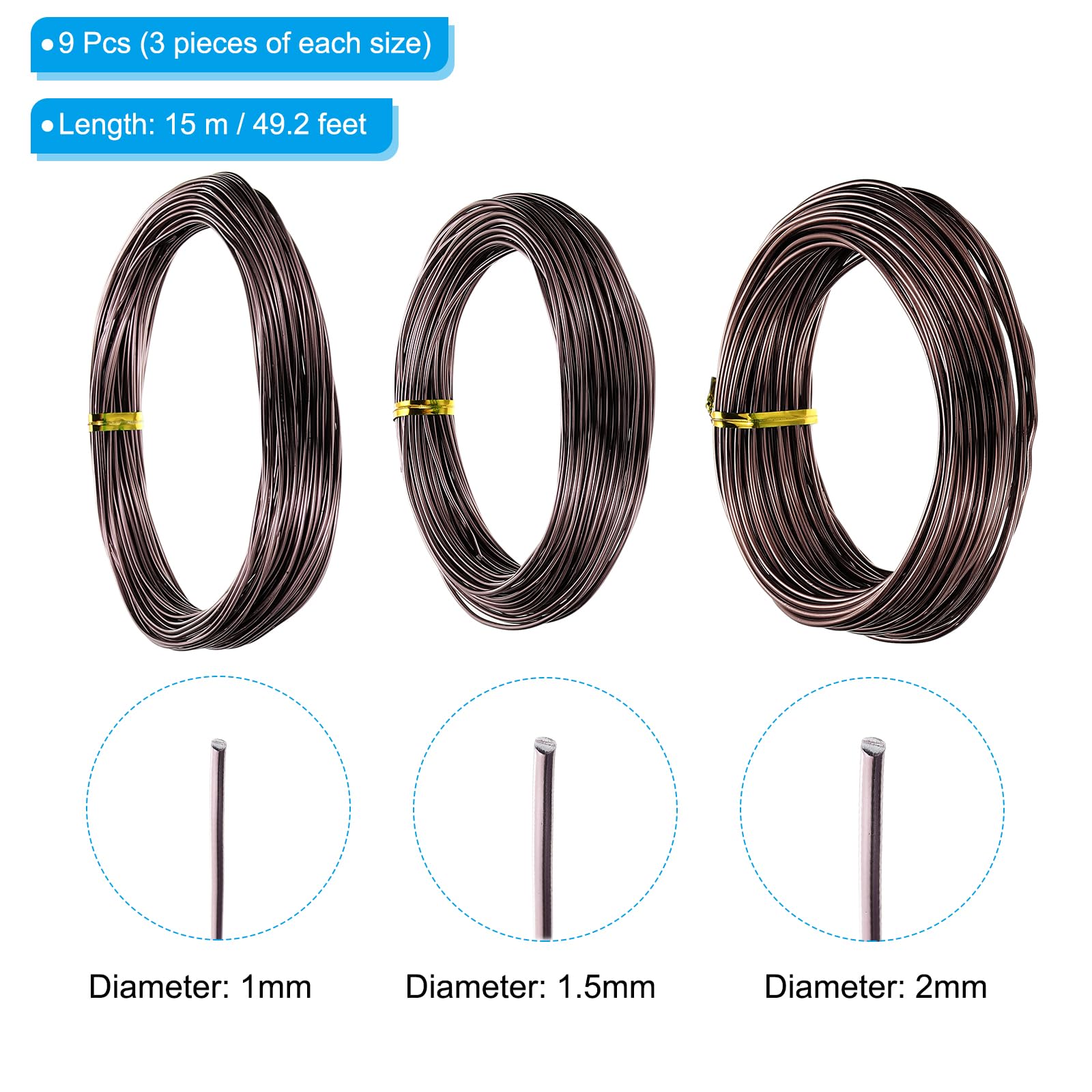 PATIKIL 1mm/1.5mm/2mm Bonsai Training Wire - Image 2