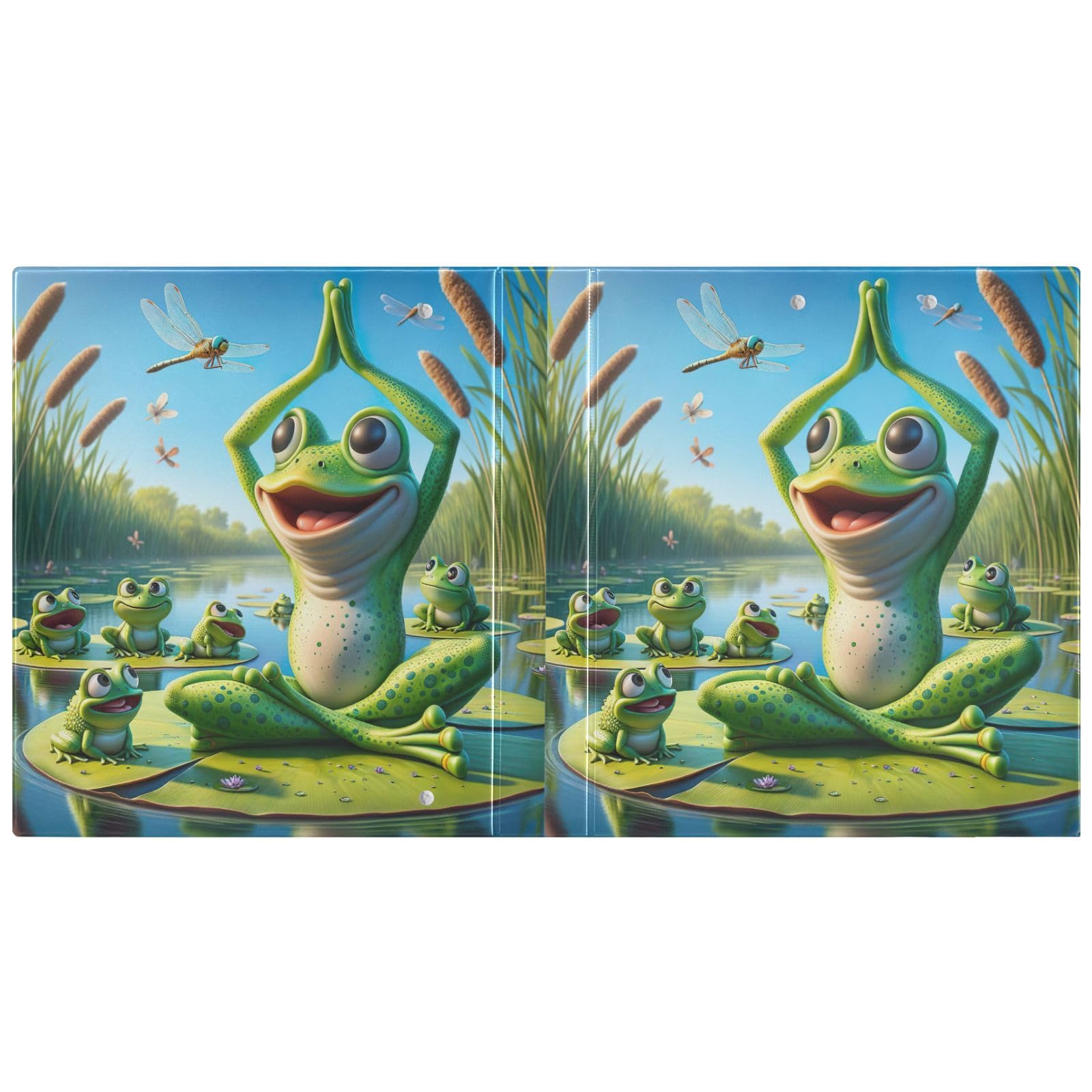 Funny Frogs - Raccoglitore a 3 anelli, 3,8 cm, con portablocco, grande, 3 raccoglitori per scuola, università, ufficio (confezione da 2)
