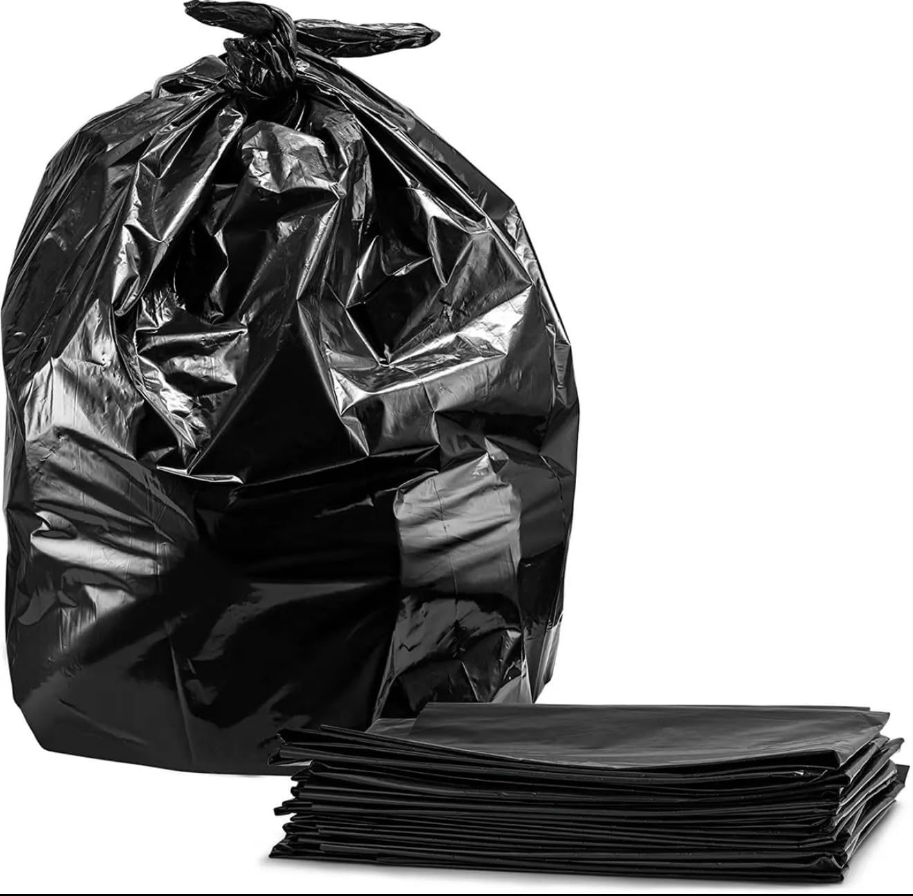 100 Count 55-60 Gallon 2 Mil Trash Bags, Sturdy & Tear-Resistant Commercial Can Liners 55 Gallon, Large Garbage Bags, Large Black Trash Bags for Commercial, Lawn and Leaf Bags