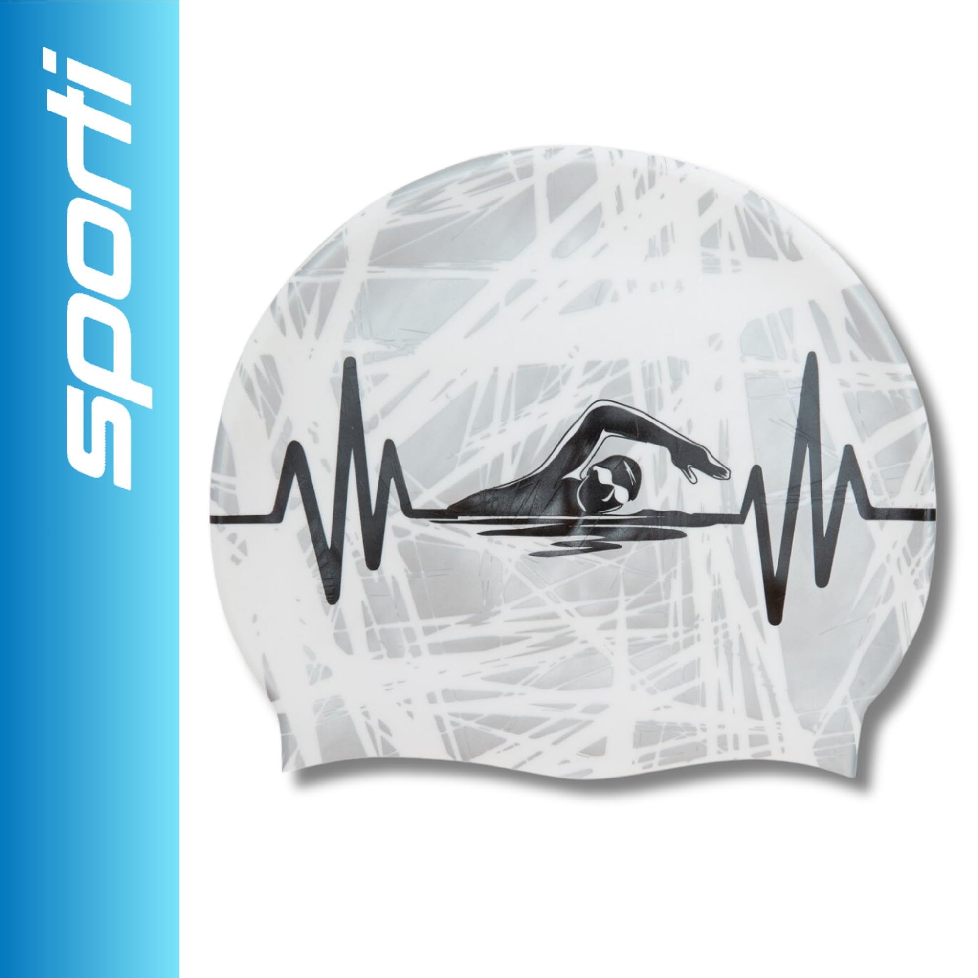 Sporti Gorro de natación de silicona para hombre y mujer, gorro de natación para adultos, gorro de natación vivo y ligero, antideslizante, fácil de llevar y quitar, protege el cabello