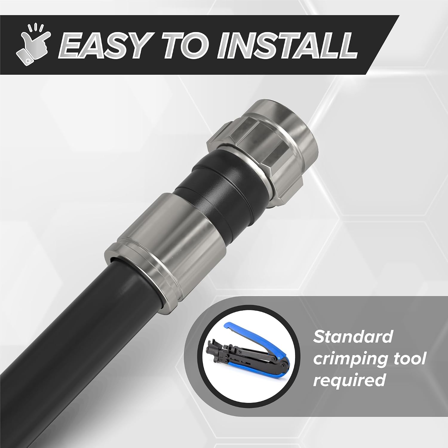 THE CIMPLE CO - RG6 Compression Connectors - F-Type Coaxial Cable Connectors - Indoor/Outdoor Coax Cable Ends with Water-Tight O-Ring for Exterior Use - 3 GHz F81 Coaxial Fittings - 10 PCS, Black