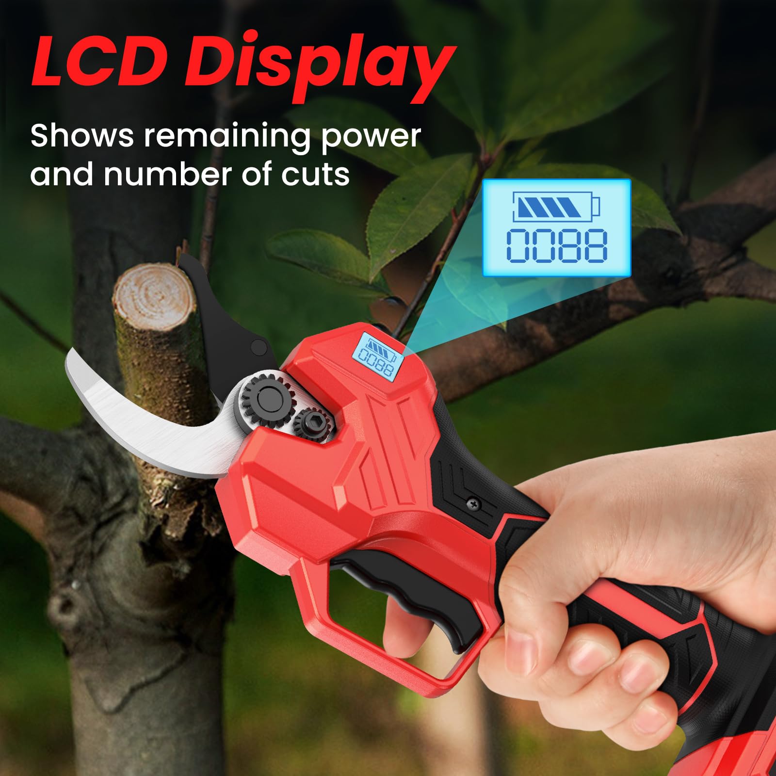 Elektrische Snoeischaar 50 mm, 2 x 2000 mAh Accu Snoeischaar, SK7 Mes Tuinschaar Snoeien Groot, Electric Pruning Shears Branch Cutter, Boom Snoeischaren Elektrische voor Takken Tuin Garden Gardening