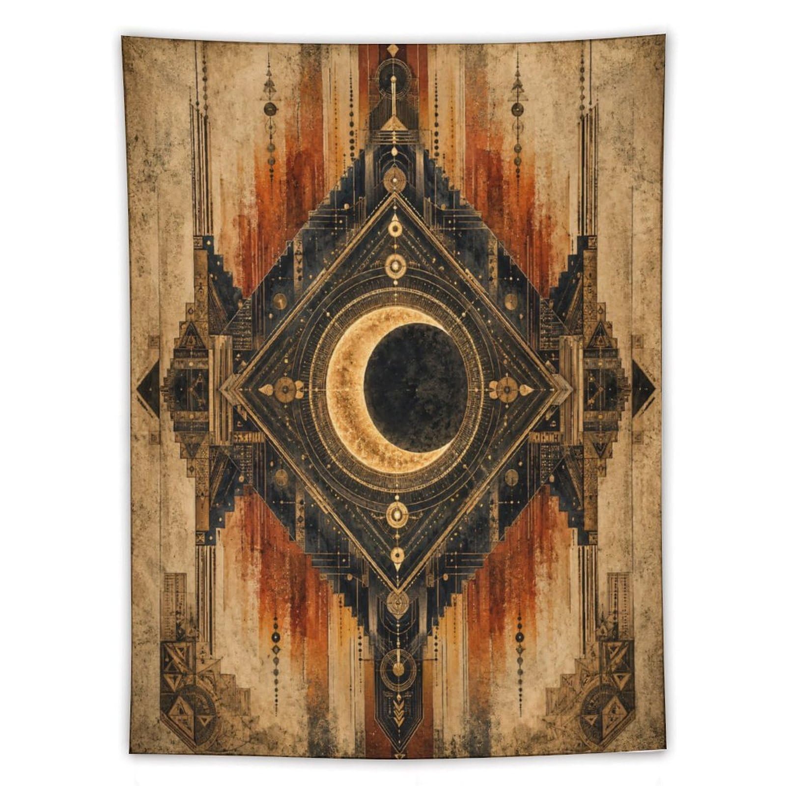 H3B8U2Y5 Geometric Crescent Symbol Wall Tapestry, Room Divider