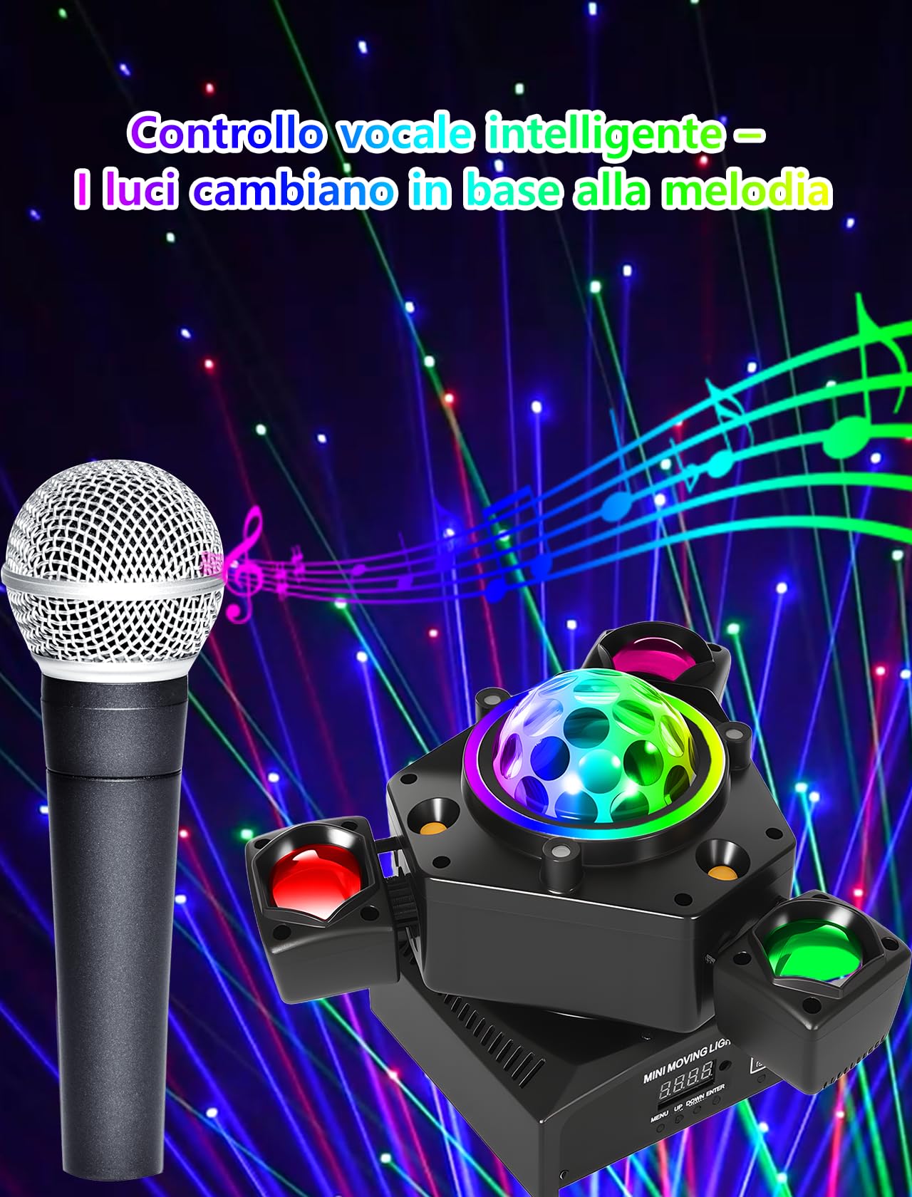 150W Luci da Discoteca a Testa Mobile, Teste Mobili Luci LED RGBW con Controller DMX e attivazione Sonora, 25CH, con Telecomando, Beam Luci da Discoteca Rotazione per Festa Discoteca DJ Bar Matrimoni