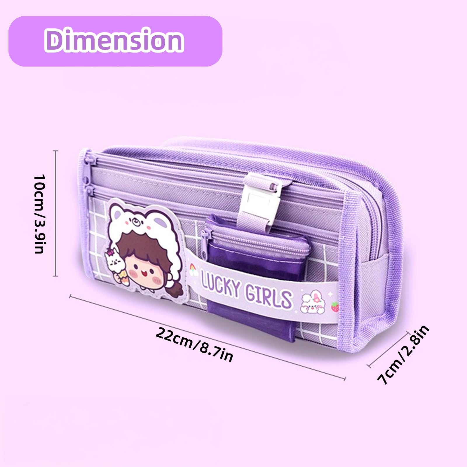 KCatsy Pencil Case Bear Girl Purple, b-bear girl purple, 22x10x7cm, School backpack - Image 2