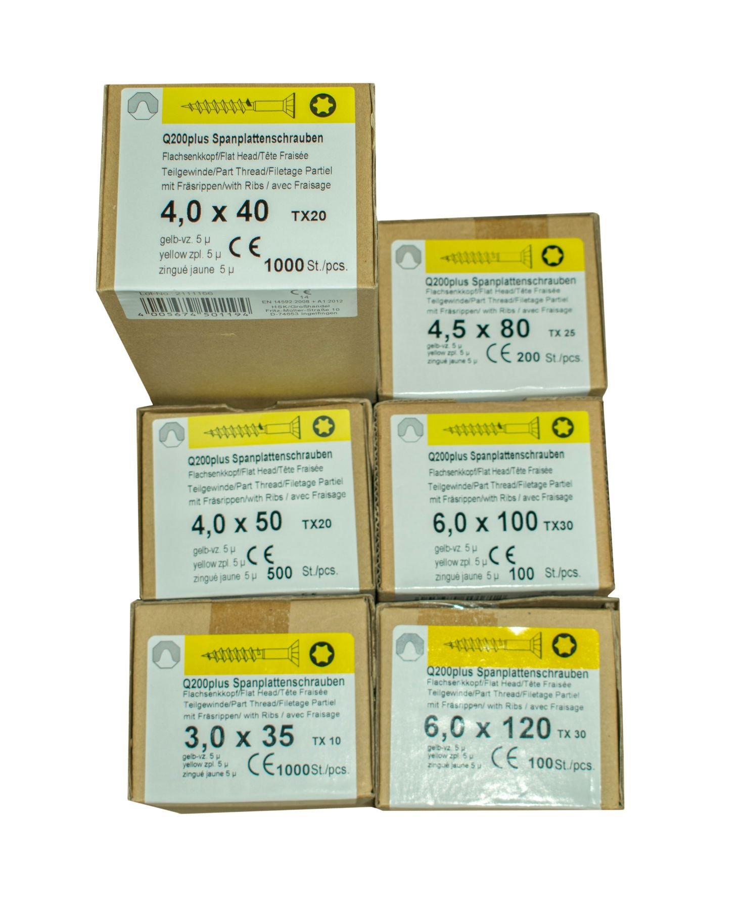 Spanplattenschrauben Sortiment REISSER 20993 Set Q200 plus Torx 2900 Stück Holzschrauben