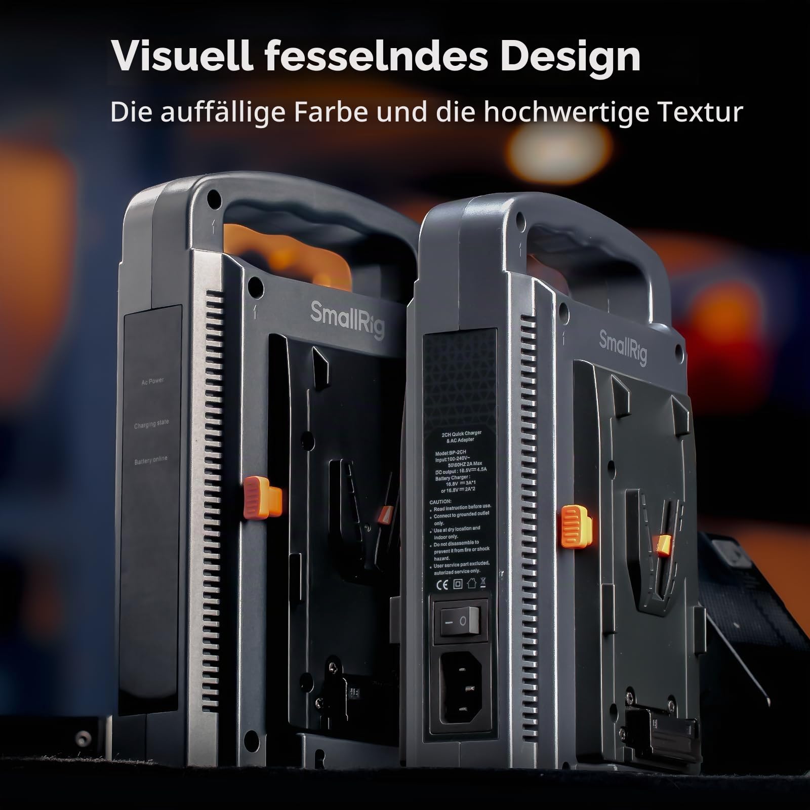 SMALLRIG V-Batterie-Ladegerät mit Doppelk, V-Montage, Akku-Ladegerät für SMALLRIG VB50 / VB99 / VB99 Pro / VB155 / VB212-4578